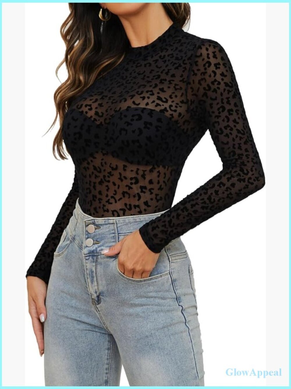 Long Sleeve Mock Neck Mesh Shirt Sheer Top Tunic Blouse S-XXL
